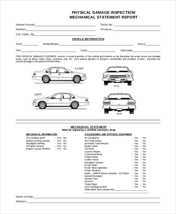 Auto Dealerships - Vehicle Physical Inspection Form2